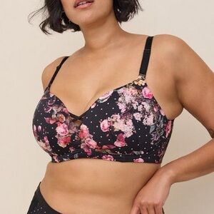 Torrid Black and Pink Floral Bra